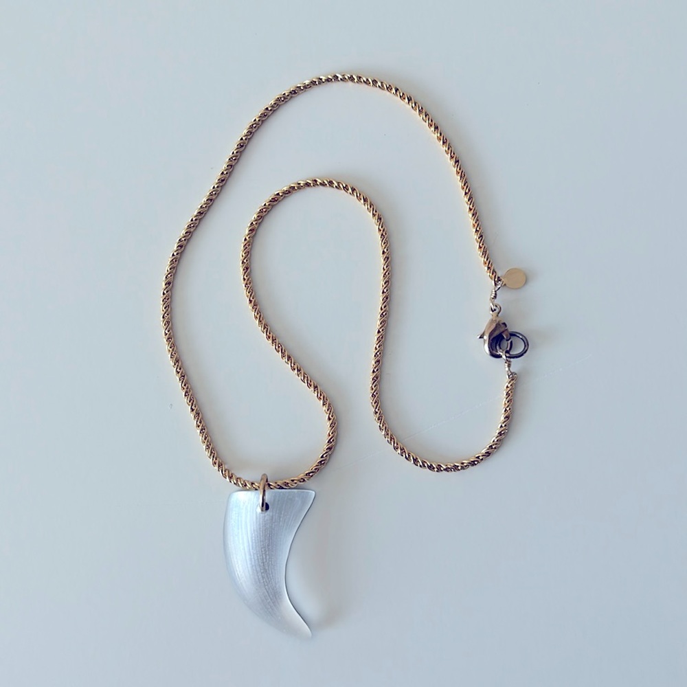 Alexis Bittar Gold Rope Chain with White Lucite Pendant. 16” Chain.